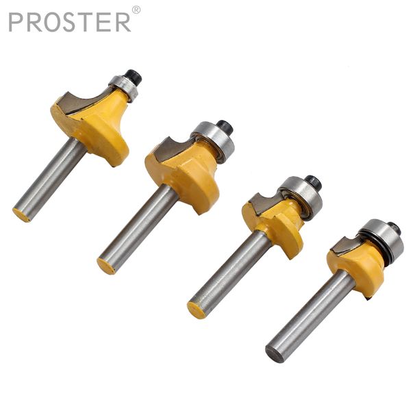 

proster for 4 pcs round over edging router bit woodworking tool set 1/4'' shank radius