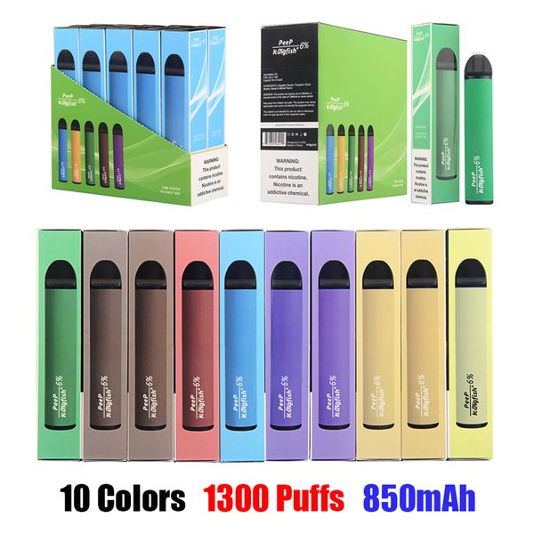 

Kingfish Peep Одноразовые Vape Бобы устройства Испаритель Pen Starter Kit 850mAh Аккумулятор 1300 пуфы масло Картриджи рк Puff Бары POSH Ezzy HYDE