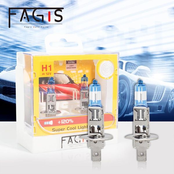 

fagis 2pcs h1 h7 12v 55w bulbs super bright white high power car headlights high beam lamp low beam light auto halogen bulb