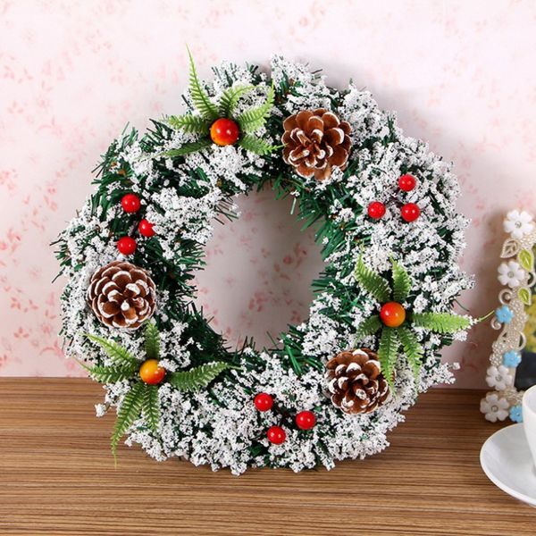 

artificial christmas round wreath door wall hanging decorative ornament with pine cone berries for xmas party home decor