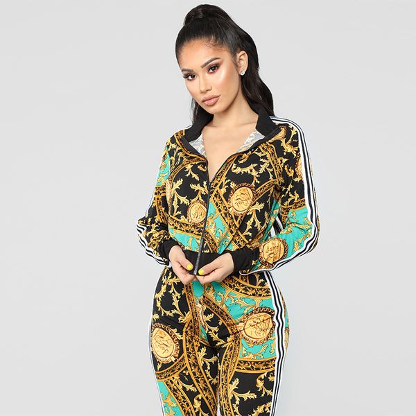 

long sleeve crew neck sports suit vintage t-shirt work fashion design luxury two pieces for women, White