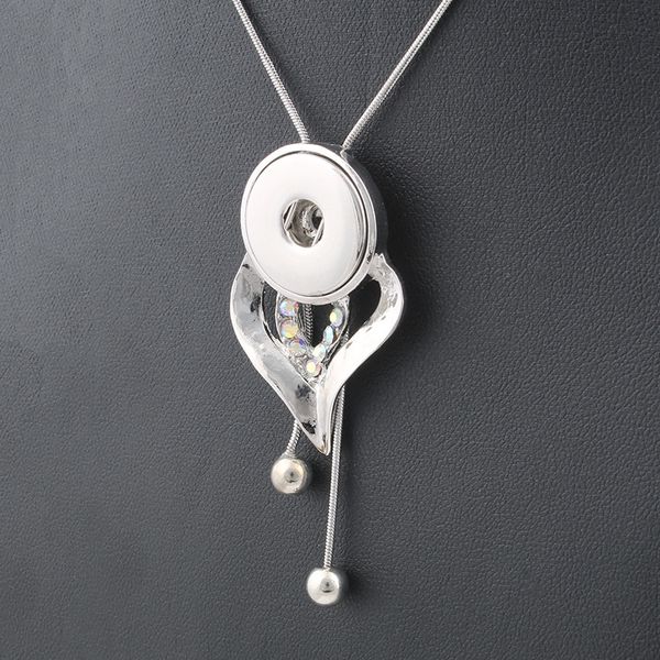 

fashion-tassel adjustable pendant zipper pulls snaps button necklace women fit diy 18mm snap jewlery zg055 christmas gift, Silver