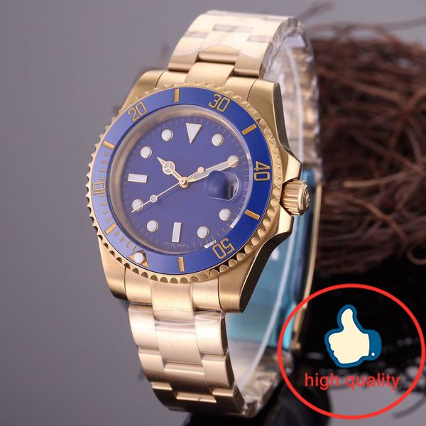

designer watch gold color sub ceramic beazel de luxo 316l automatic mechanic movement luxury men watch for sale, Slivery;brown