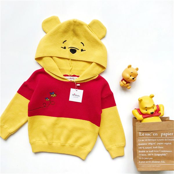 

lovely cartoon bear knit toddler boys girls winter sweater child long sleeve pullover kids boys sweater, Blue;gray