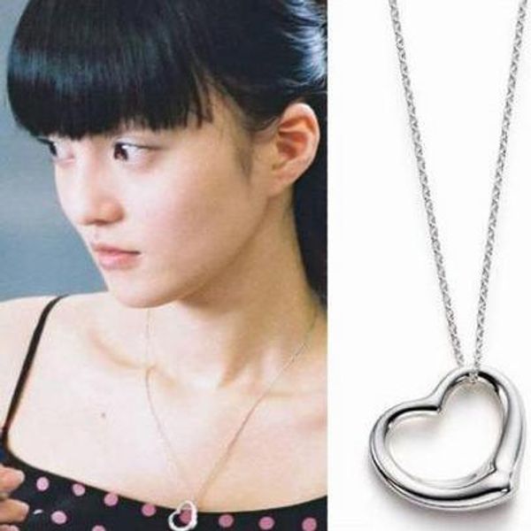 

fashion-plated heart shape statement necklaces hollow heart sweater chain crystal jewelry heart shape statement necklaces christmas gift, Silver