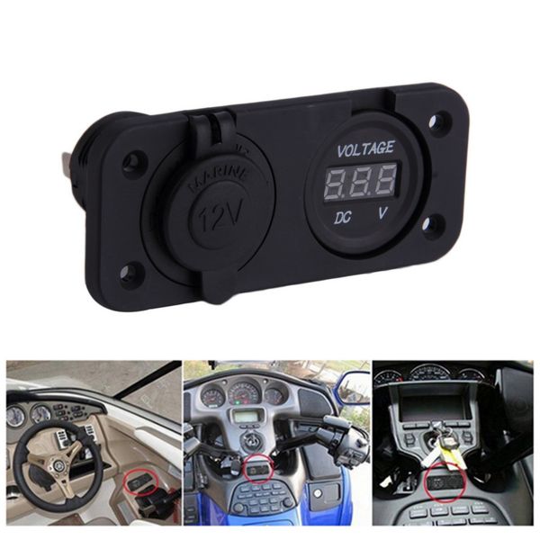 

2 in 1 car styling waterproof 12v car cigarette lighter socket power panel voltmeter for camper caravan marine auto selling