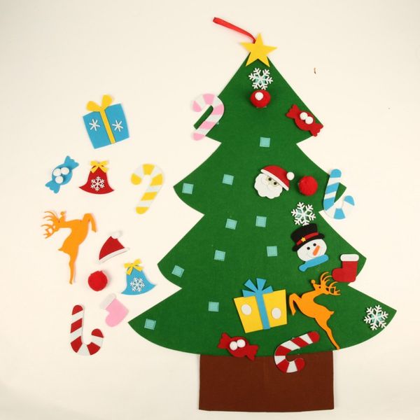 

kids diy felt christmas tree with ornaments children christmas gifts for new year door wall hanging xmas decoration