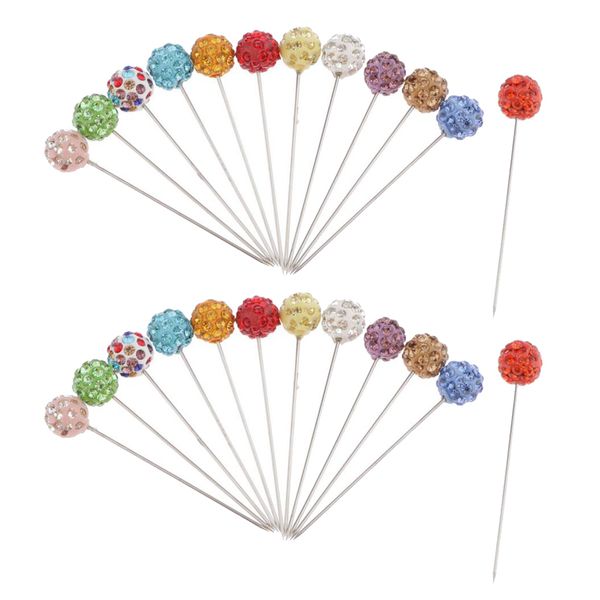 

24 pcs multicolor rhinestone dressmaker pins diy sewing quilting accessories, Black