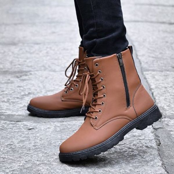 

special 2019 winter martin boots for men british style men's leather boots in black high-shoes