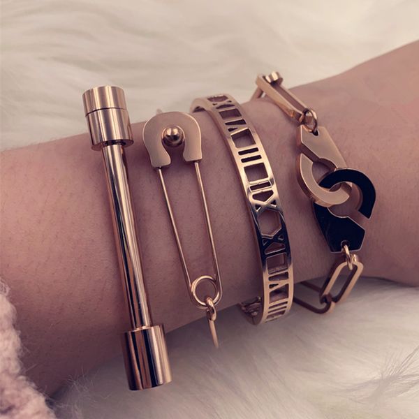 

мэвис харе наручников браслет римские цифры pin подковы браслет браслет набор из нержавеющей стали манжета открытый браслет cj191216, Black