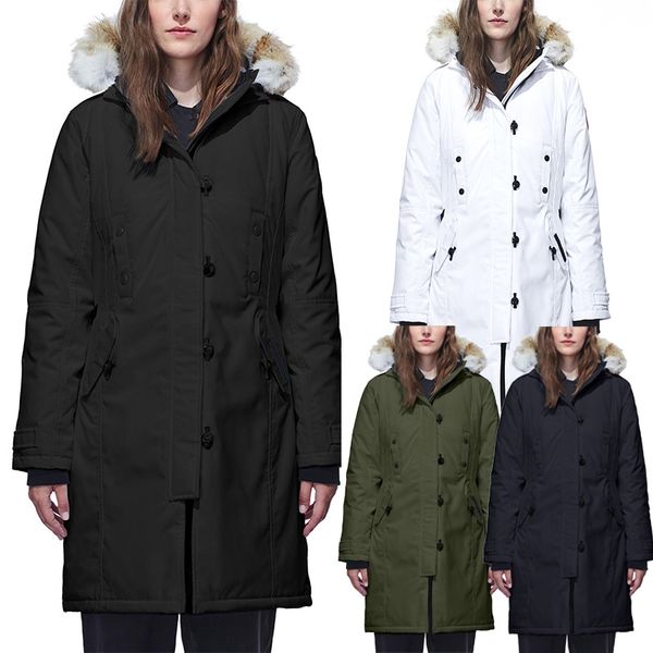 

women parkas designer winter canada branded down coat savona thick luxury hoodie outwear wolf real fur warm jackets e12, Black