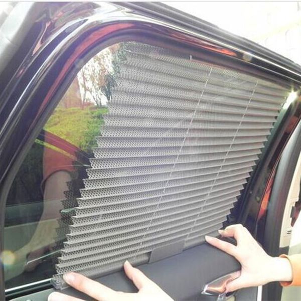 

new summer car window sunshade curtain automatic shrink cars window solar protection wrinkled mesh curtains visor shield