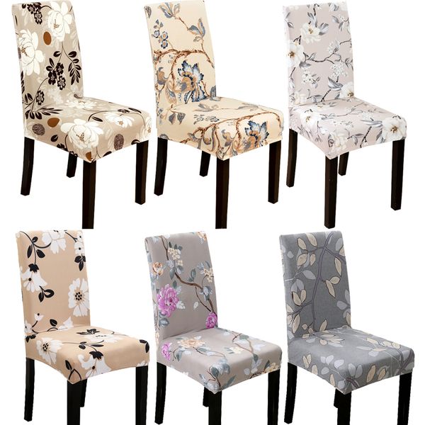 

flower leaves printing spandex elastic chair protective slipcover stretch dining chair seat cover case for banquet party