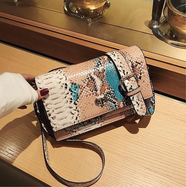

factory wholesale women bag street trend serpentine messenger bag new contrast leather fashion clutch bags retro leather shoulder bag