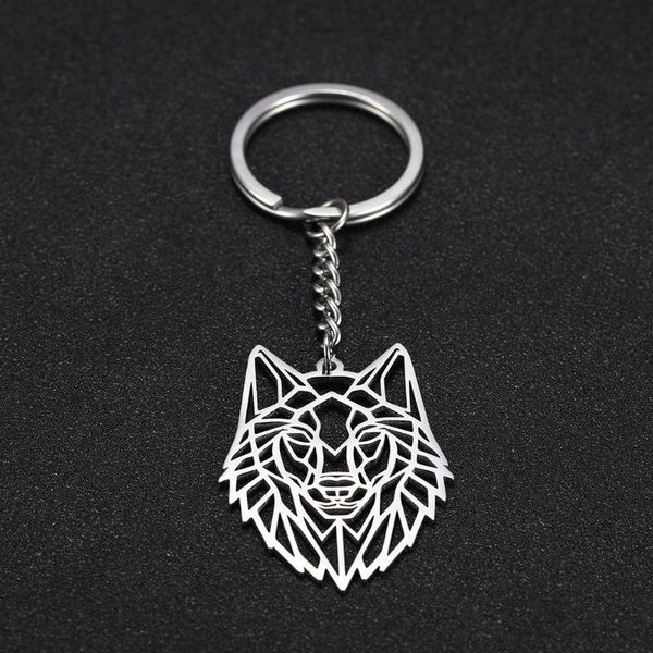 

keychains skyrim men women wolf animal round charm car keychain keyrings stainless steel key chains holder pendant for to bag gift, Silver