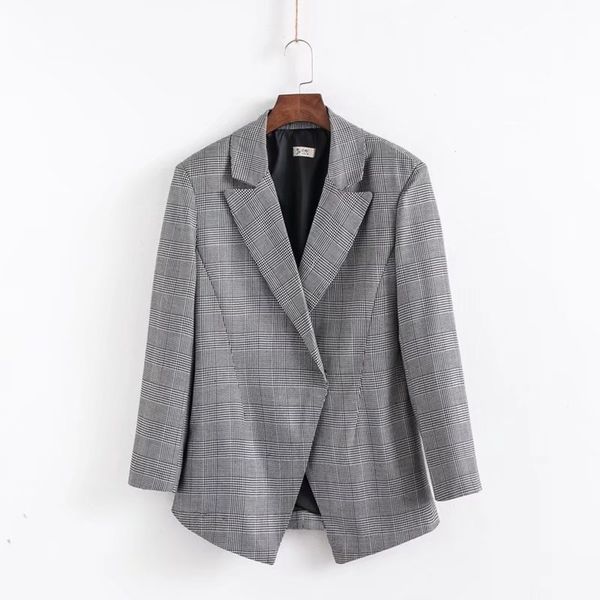 

short casual plaid blazer feminino slim fit europen style office wear womens blazers long sleeve americana mujer blazer, White;black
