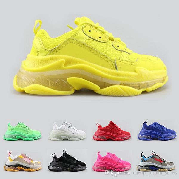 

2020 new triple s fashion luxury designer shoes for men women clear sole neon green black white red mens trainer platform sports sneakers