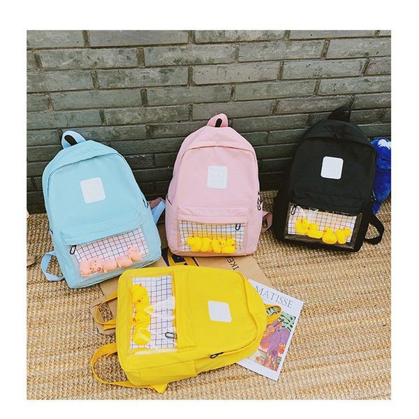 

girl backpack ins little yellow duck schoolbags girls 2019 new high school students cartoon simple versatile backpack