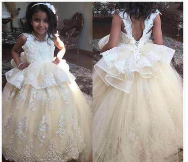 New Beach Flower Girl Dresses Boho Prima Comunione Dress For bambina poco costoso per i bambini abito da sposa