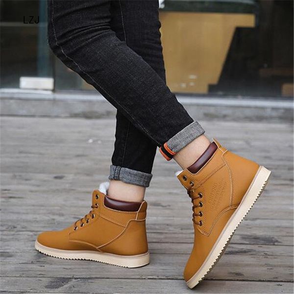

lzj 2019 new autumn and winter winter boots men's shoes cool men's youth boots fashion comfortable non-slip cotton, Black
