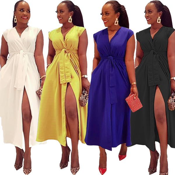 

casual dresses skirt fashion solid color maxi dresses party comfortable slim summer have belt, Black;gray