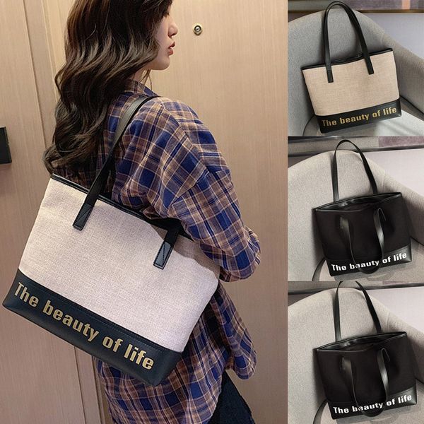

ocardian women linen luxury tote large capacity female casual shoulder bag lady daily handbag beach shopping bag s3