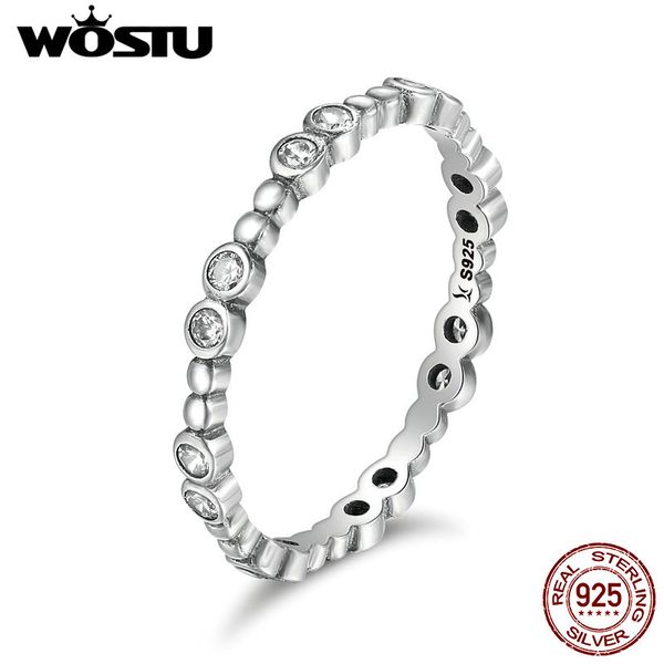 

wostu 925 sterling silver simple style stackable rings for women party jewelry fine gift fir102, Golden;silver