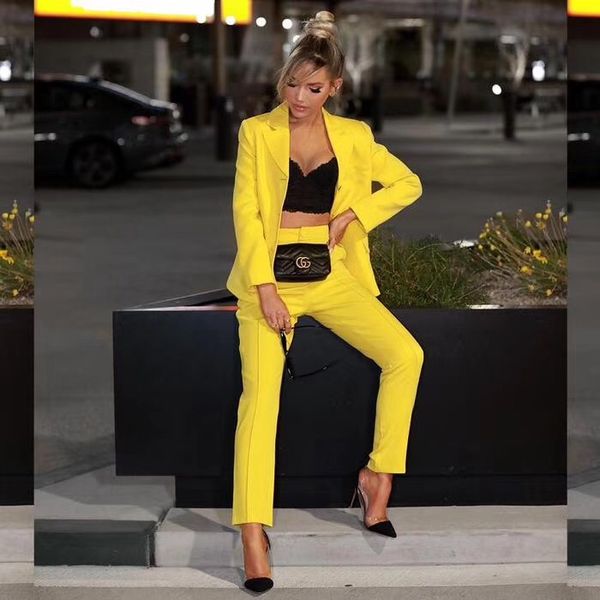 

new luxury long sleeve yellow women set 2019 designer women's set, White