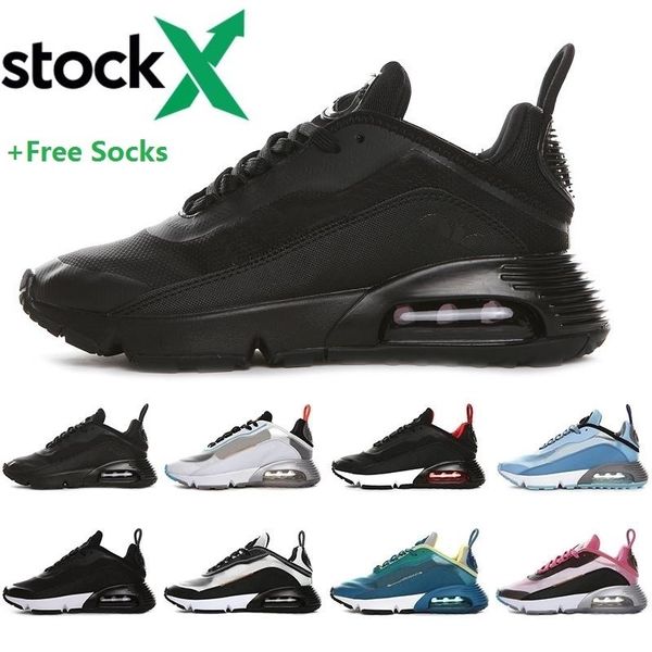 

stock x 2090 running shoes triple black white hyper blue violet pink rise mex sunset designer air men women sports sneakers 5.5-12