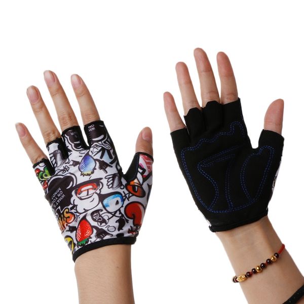 

kids gloves half finger breathable skate riding anti slip outdoor gloves children, White
