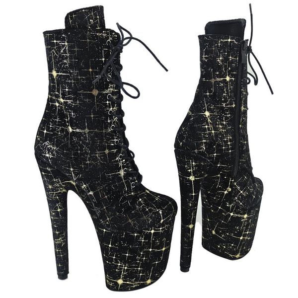 

leecabe 20см / 8inches полюс танец обувь на высоких каблуках платформы сапоги закрытого носка pole dance ботинок, Black