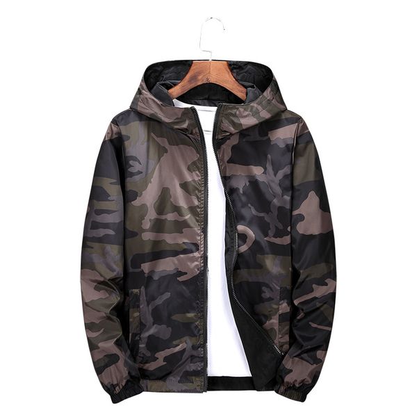 

jacket hoodies zipper camouflage both side wear pilot mens jackets coat bomber men wind breaker outerwear large size 6xl 7xl 8xl, Black;brown