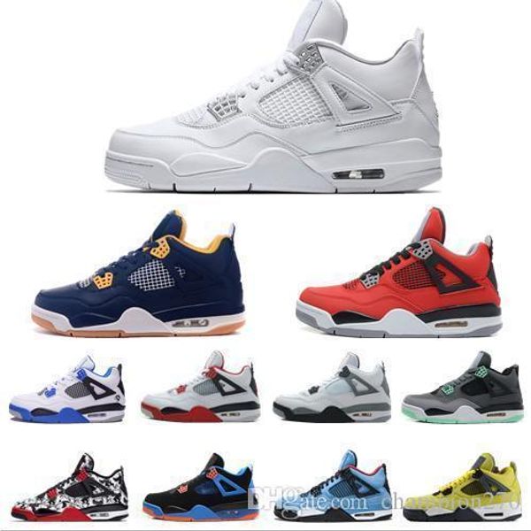 

new 2019 tattoo 4 singles day 4s basketball shoes men pure money royalty white cement raptors bred fire red mens trainers sports sneakers