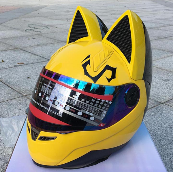 

brand nitrinos personality capacete fashion motorbike helmet pink white yellow black safety helmet cat motorcycle