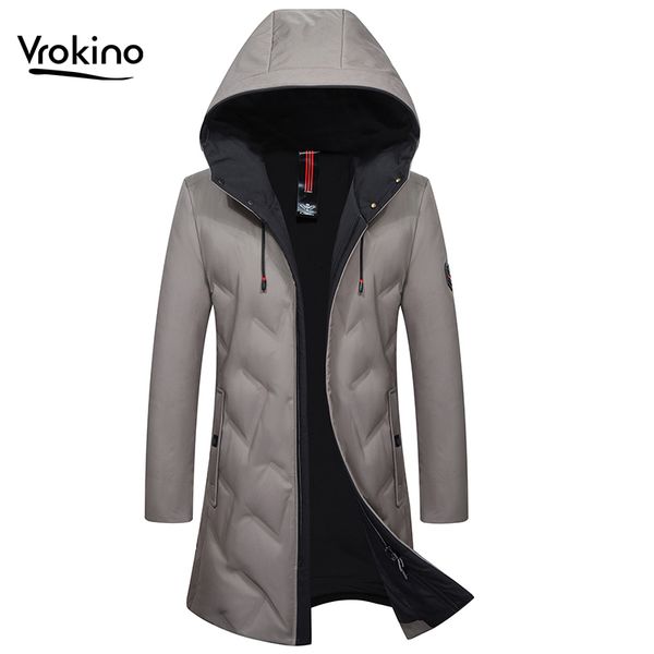 

russian winter 90% white duck down long hooded down jacket men's fashion warm casual jacket m-xxxl, Black