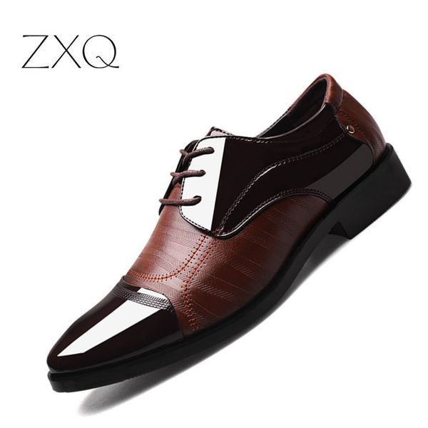 

2018 new men's dress leather shoes fashion men wedding dress shoes comfortable breathable men's banquet size 38-48, Black