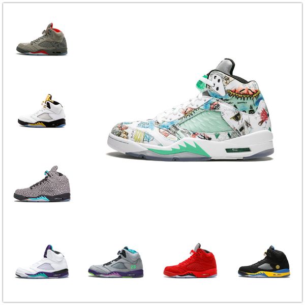 

2018 5 5s баскетбол обувь кроссовки мужские женщины Человек Красный замша Крылья Og Bcf