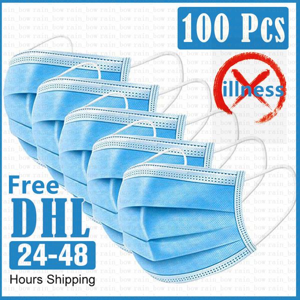 

dhl fast shipping 3 layers dust-proof masks 50pcs disposable face mask with elastic earrings disposable anti dust virus protective mas
