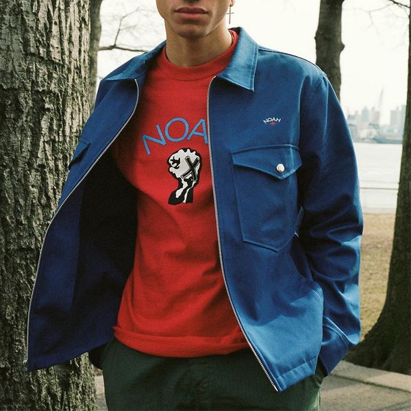 

noah youth joint band lettered fist printing bf wind loose oversize short-sleeved womens t-shirt men, Red