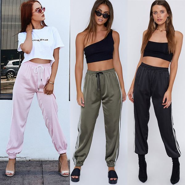 

fashion women harem casual long drawstring pants summer loose work trousers, Black;white