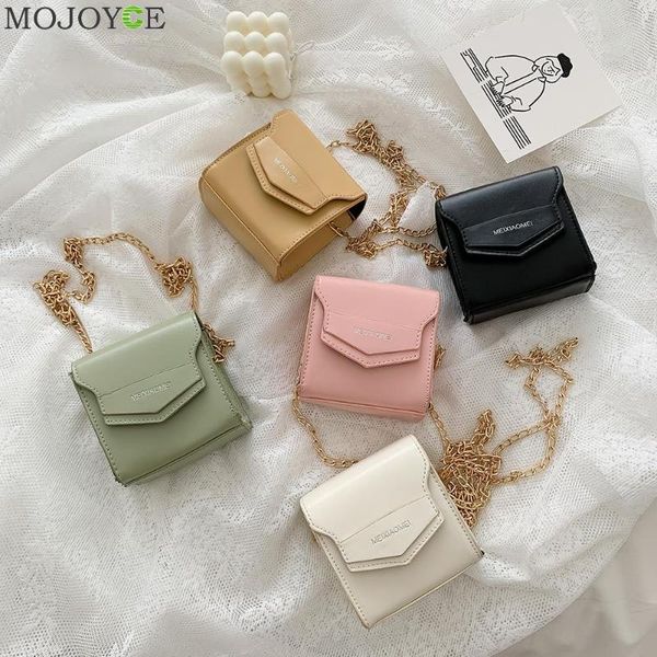 

vintage pure color fashion pu leather women crossbody handbag shoulder messenger bags solid chain shoulder mini purse