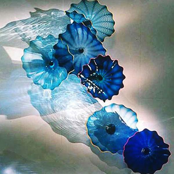 

home decor art blue shade decorative plates lamp handmade murano glass wall lamps american customized cluster