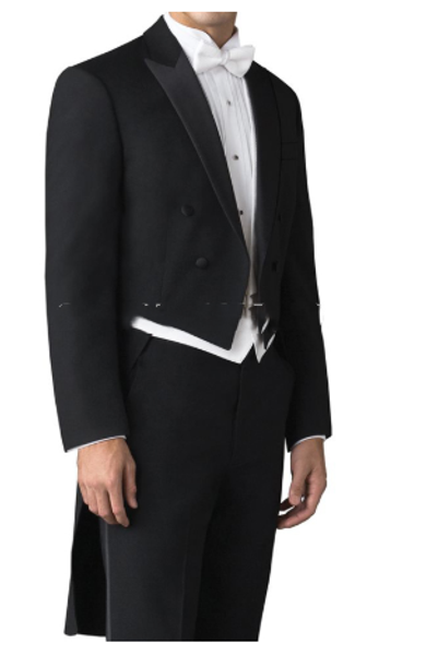 

tailor made wedding man tail coat for groom suits double breasted 3 piece set black jacket pants white vest for prom party stage, White;black