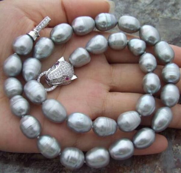 

stunning 11-12mm south sea silver gray pearl necklace 18 inches