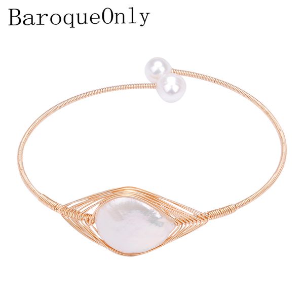 

other bracelets baroqueonly hand made wire strings adjustable pearl bangle white baroque freshwater vacation, Golden;silver
