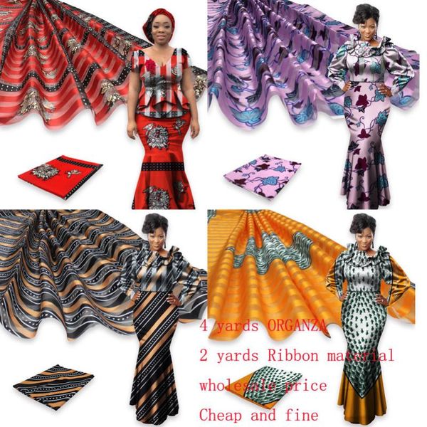 

new arrival african lace fabric organza fabric satin silk fashion african pattern design for dress orp-002, Pink;blue