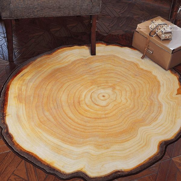 

antique wood tree annual ring round carpet for living room bedroom study room chair mat plush rug