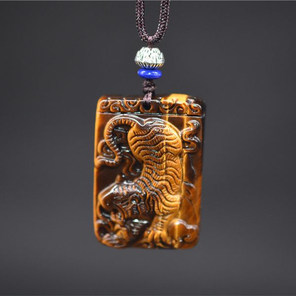 

Natural Tiger Eye Tiger Necklace Pendant Jade Pendant Transfer Lucky Jewelry With Chain