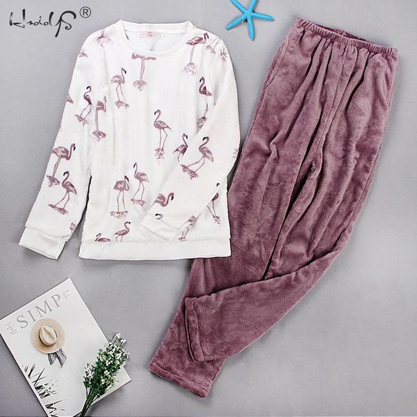 

women's sleepwear cartoon print women pajama sets 2021 autumn winter pajamas thick flannel warm cute animal female homewear pijama, Black;red
