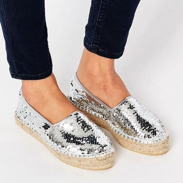 

nan jiu mountain women's flats sequins loafers rope spring autumn single shoes casual women's shoes, Black
